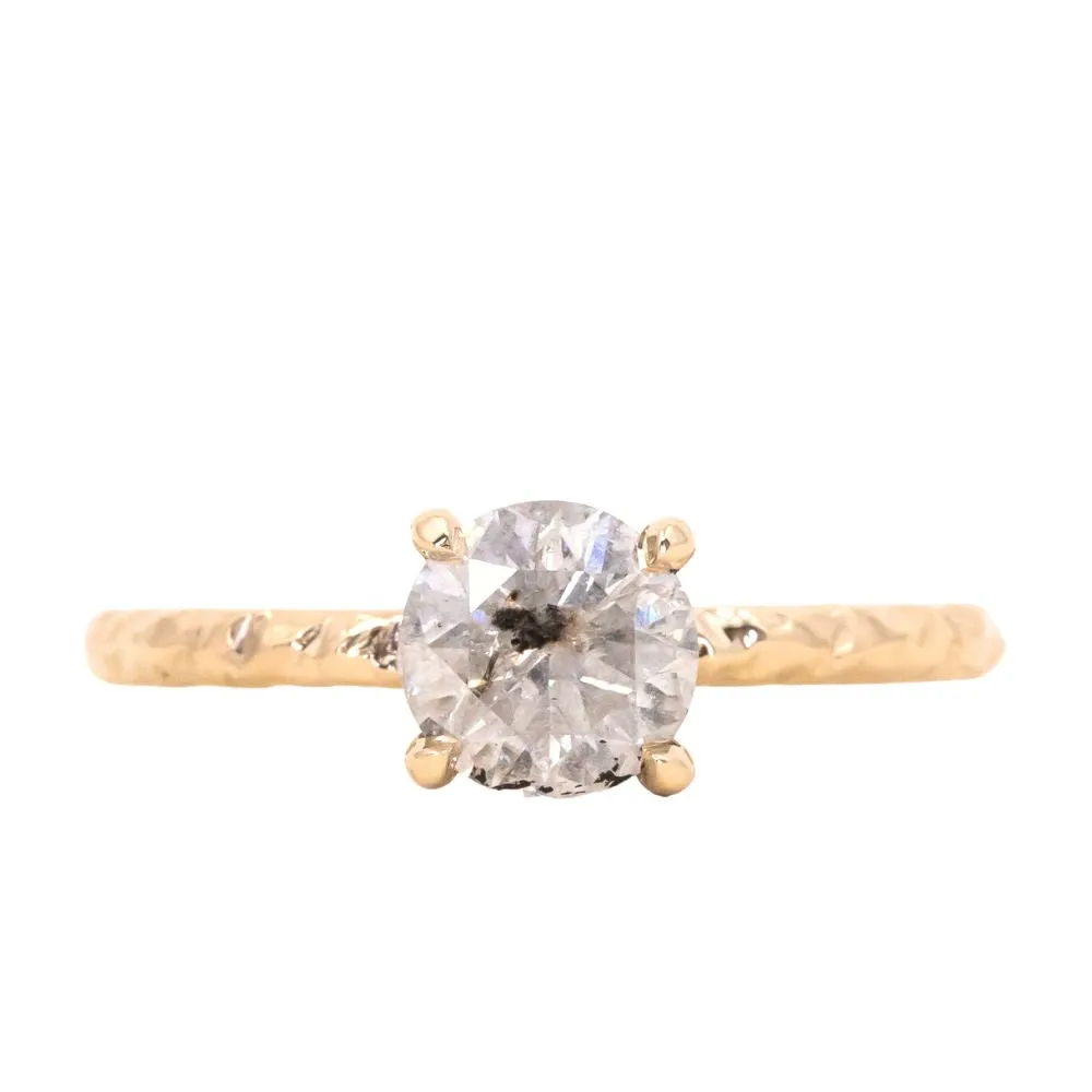 1.02ct Round Salt And Pepper Diamond Evergreen Solitaire in 14k Yellow Gold