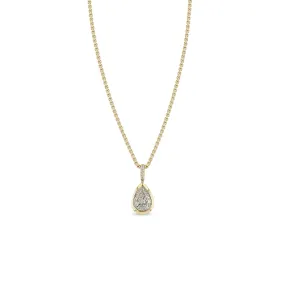 1.06 ctw Mine Cut Pear Diamond Pendant Box Chain Necklace