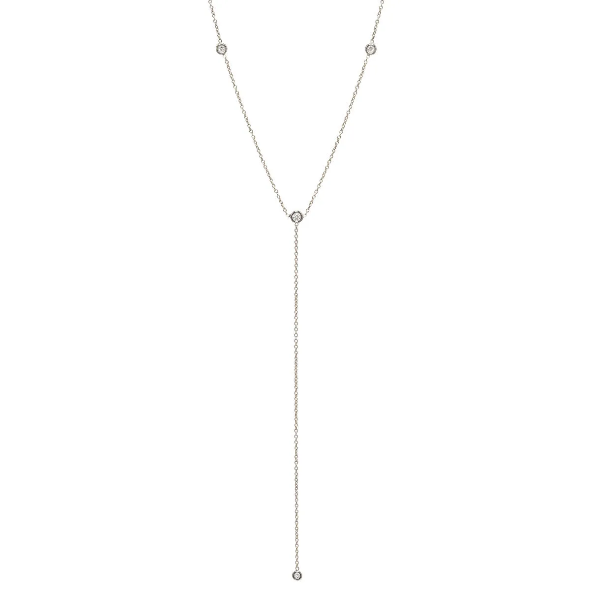 14k 4 Floating Diamonds Lariat Necklace