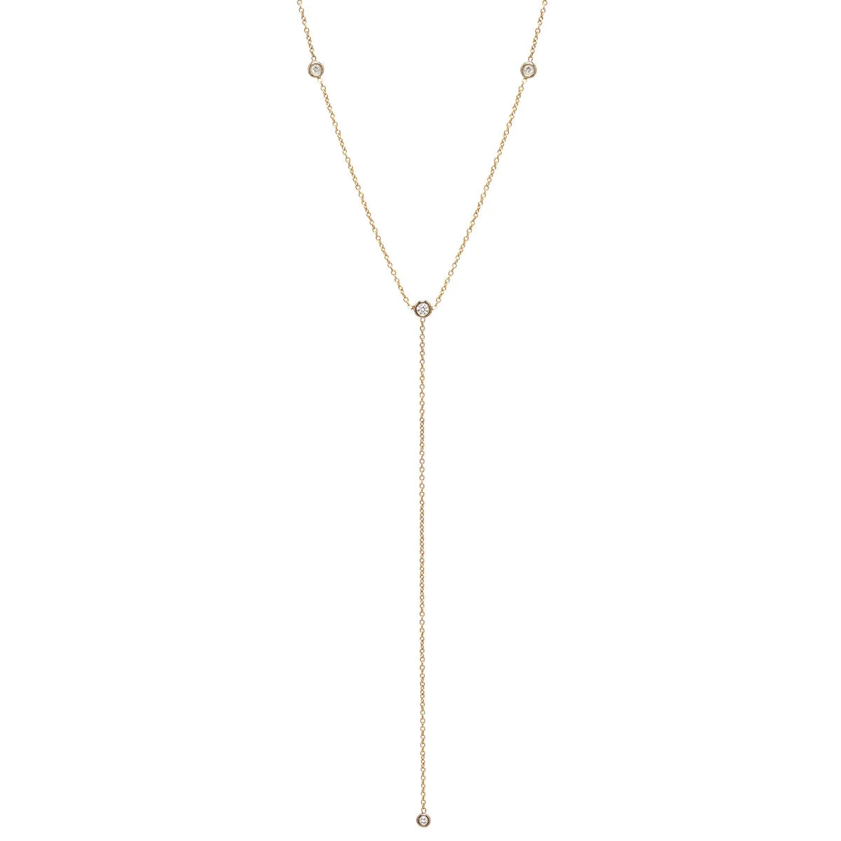 14k 4 Floating Diamonds Lariat Necklace