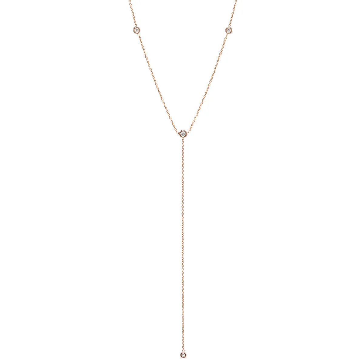 14k 4 Floating Diamonds Lariat Necklace