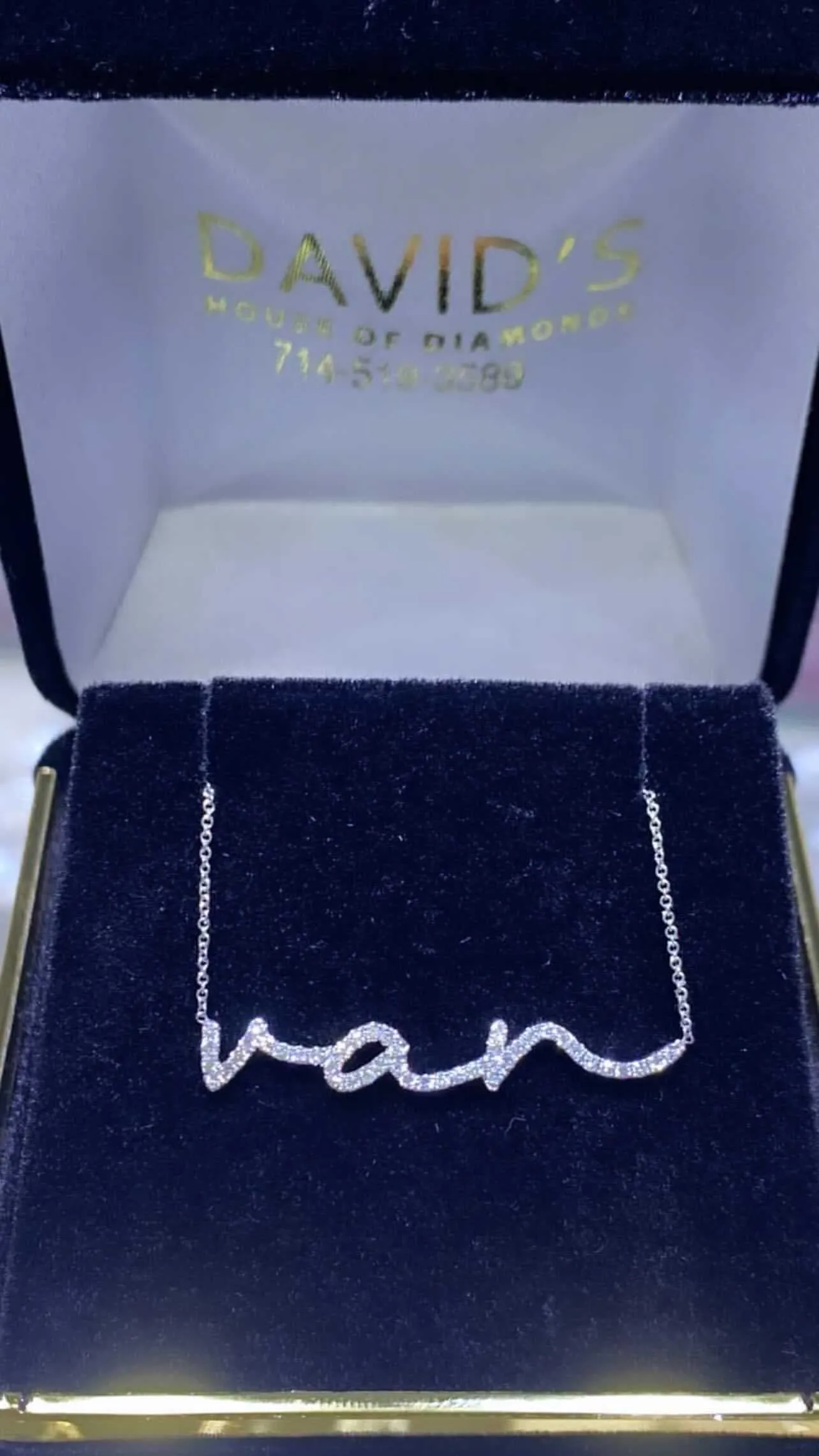 14K Gold Custom Diamond Cursive Name Necklace