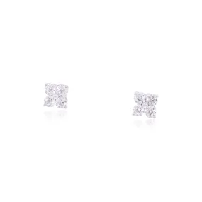 14K WHITE GOLD DIAMOND CLUSTER STUD EARRINGS 2.06CTW