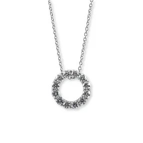 18K WHITE GOLD AND PALLADIUM DIAMOND OPEN CIRCLE PENDANT 1.00CTW