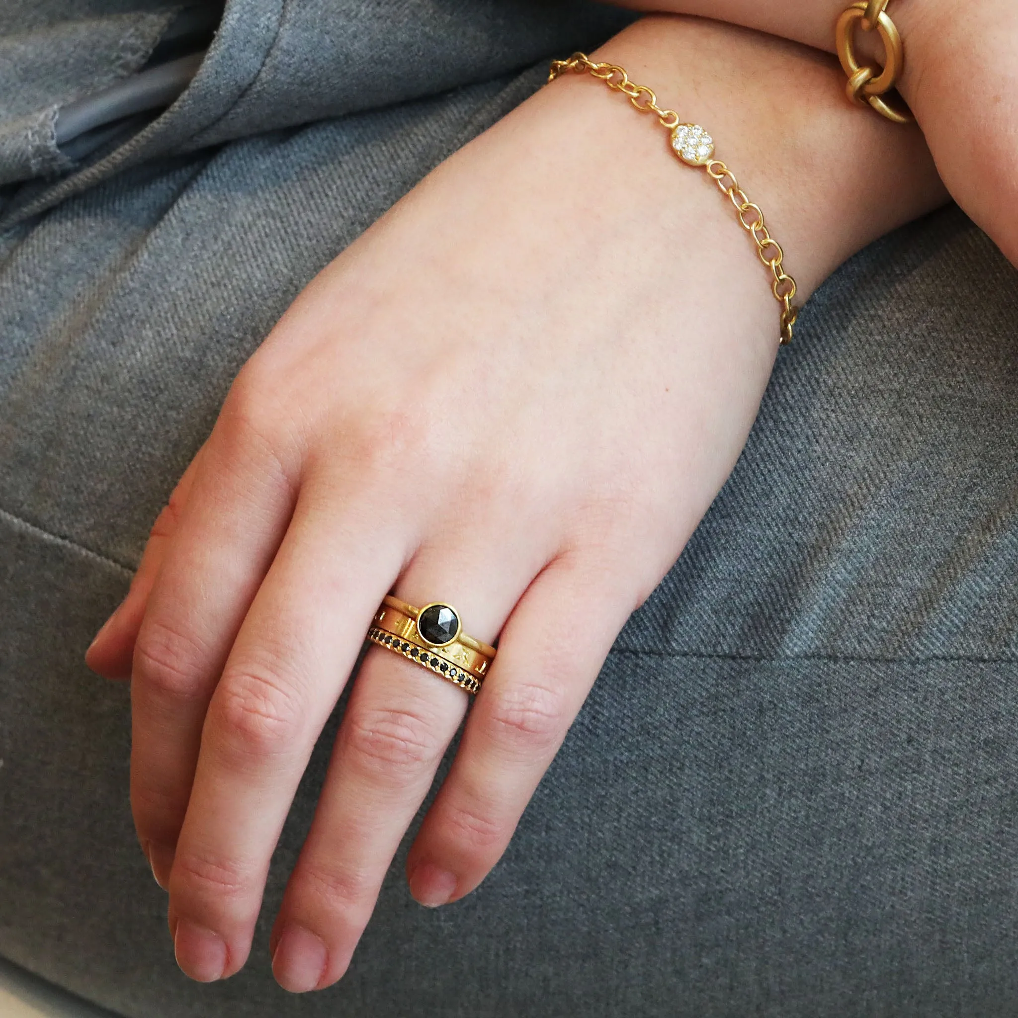 20K Gold Pave Black Diamond Ring