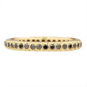 20K Gold Pave Black Diamond Ring