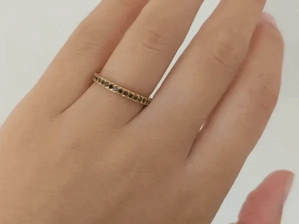 20K Gold Pave Black Diamond Ring