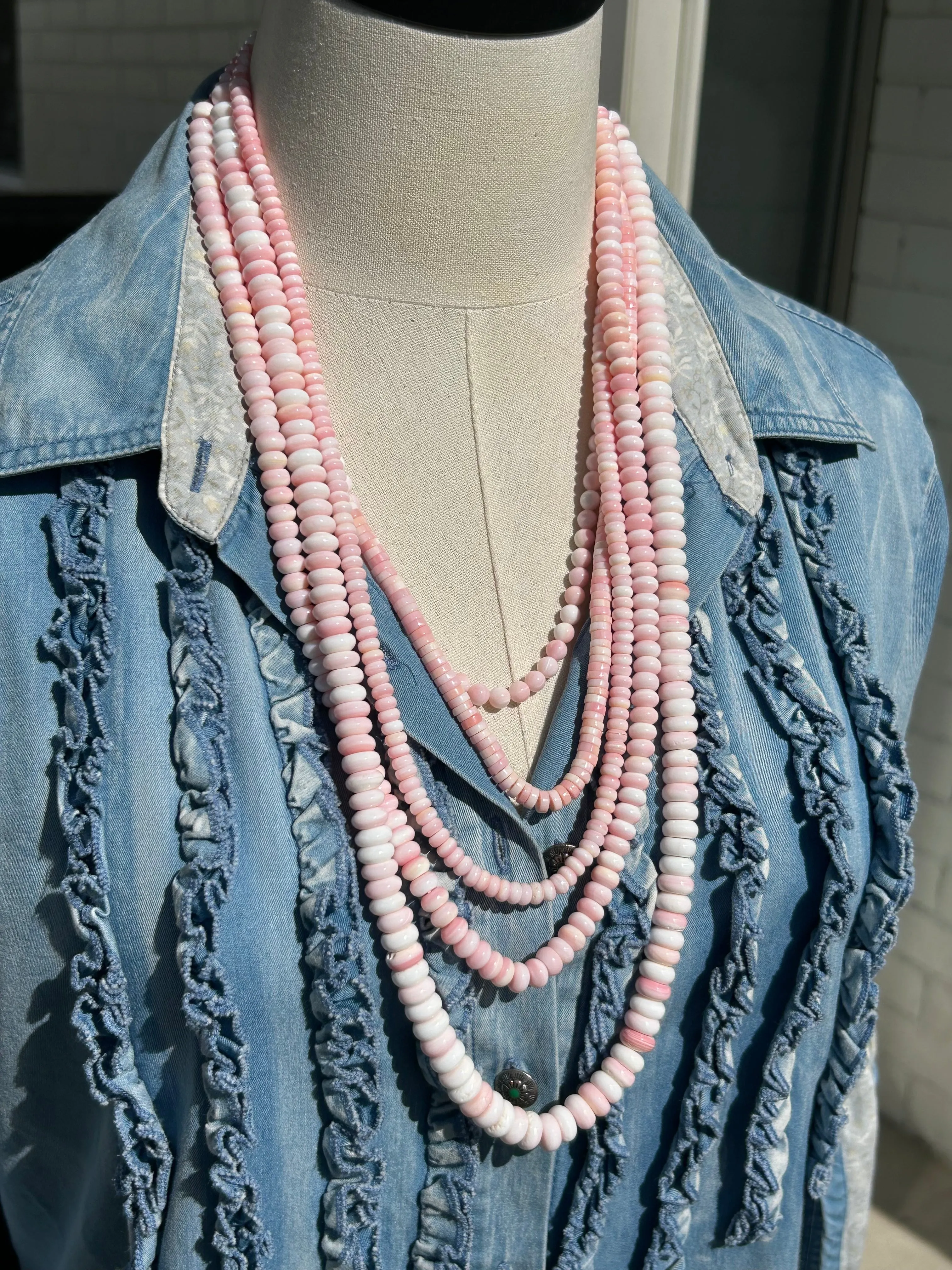 23" 5 Strand Pink "Cotton Candy" Necklace