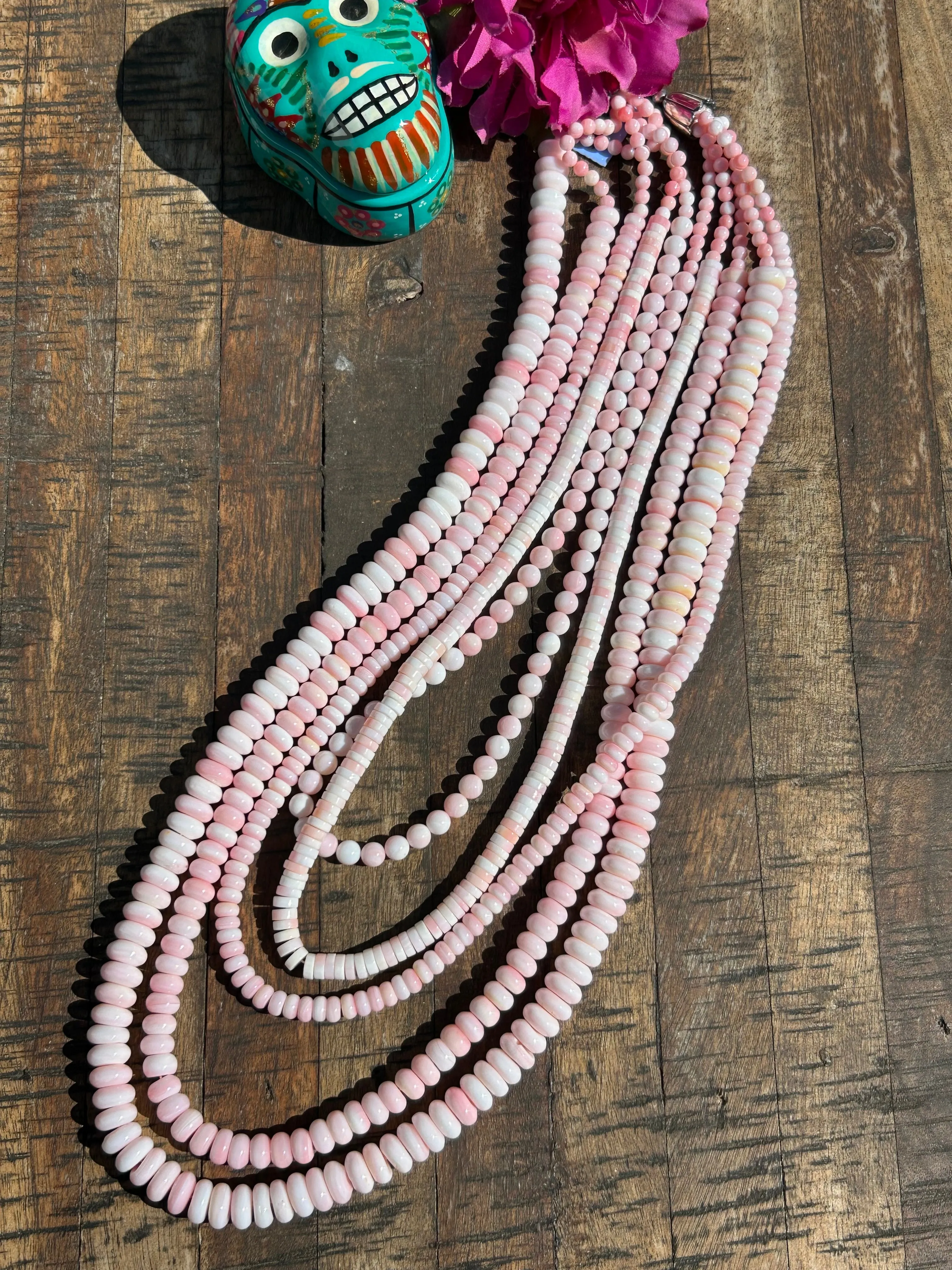 23" 5 Strand Pink "Cotton Candy" Necklace