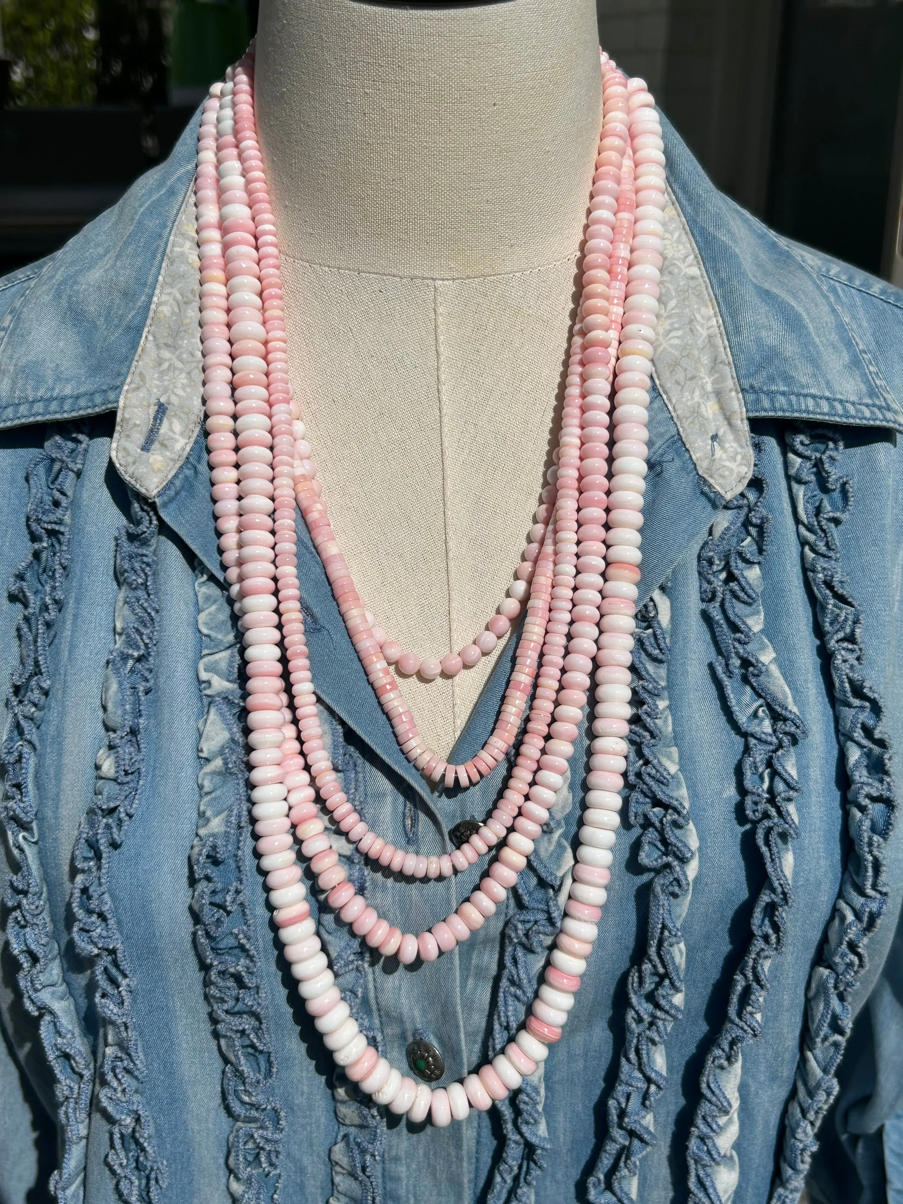 23" 5 Strand Pink "Cotton Candy" Necklace