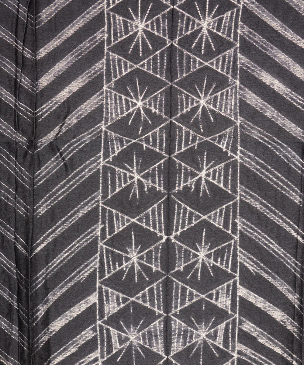 2.5m Black hand crafted cotton silk shibori kurta material