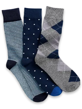 3 Pack Cotton Blend Sock - Navy Multi