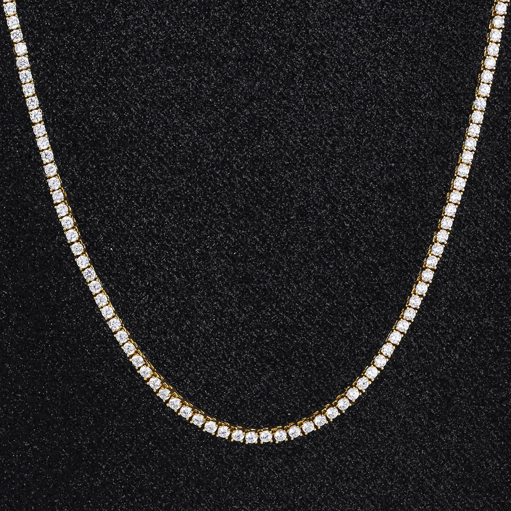 3mm White Gold/14K CZ Diamond Womens Tennis Chain Necklace KRKC