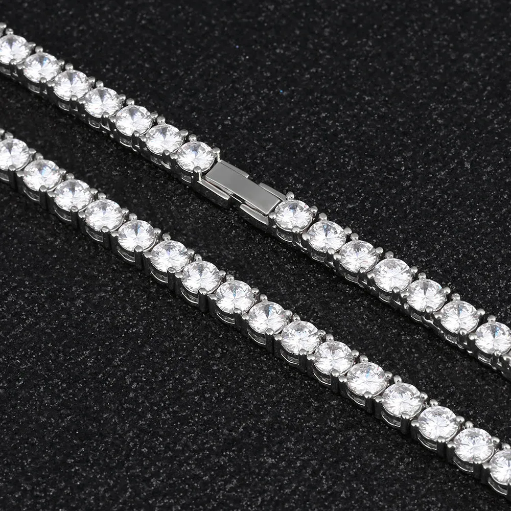 3mm White Gold/14K CZ Diamond Womens Tennis Chain Necklace KRKC