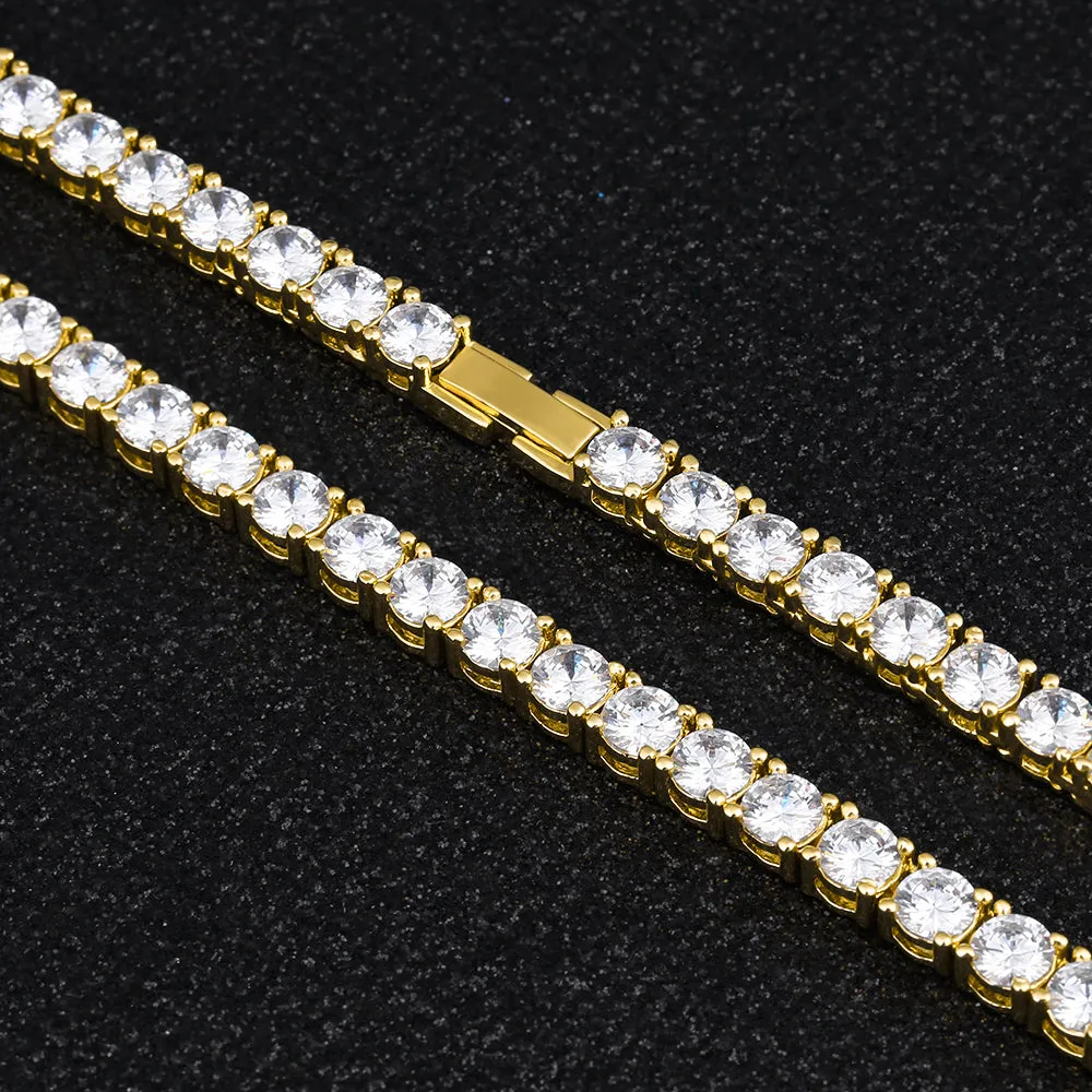 3mm White Gold/14K CZ Diamond Womens Tennis Chain Necklace KRKC