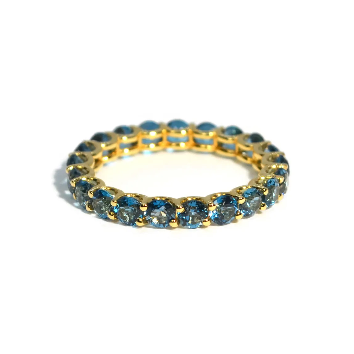 A & Furst - France - Eternity Band Ring with London Blue Topaz, 18k Yellow Gold