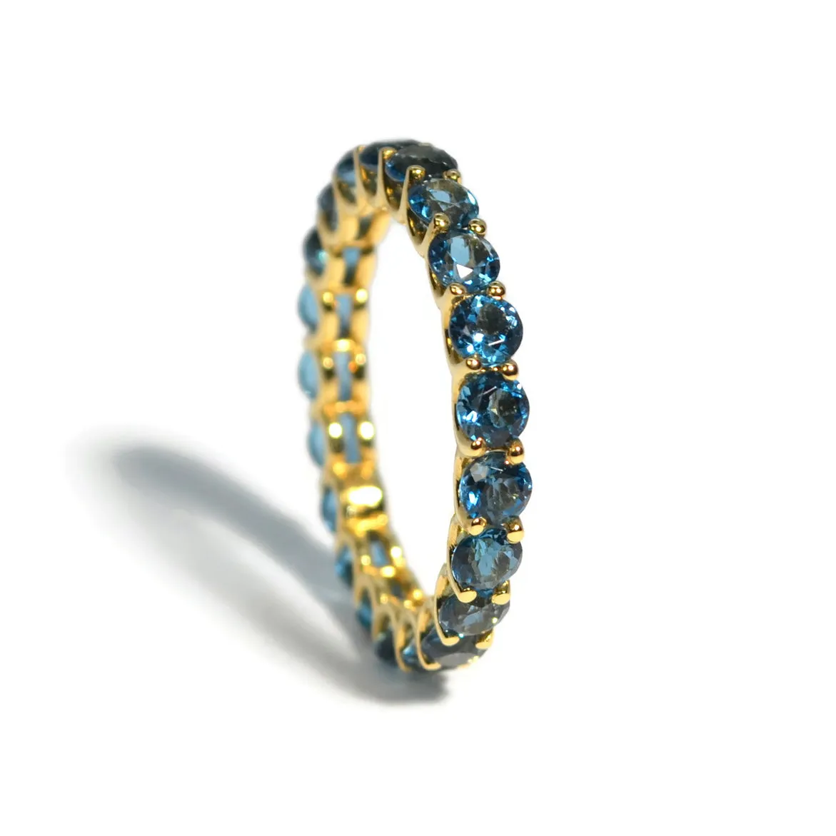 A & Furst - France - Eternity Band Ring with London Blue Topaz, 18k Yellow Gold