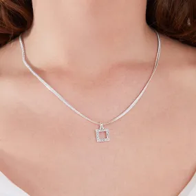 Accessorize London Women's Silver Snake Chain Crystal Square Pendant