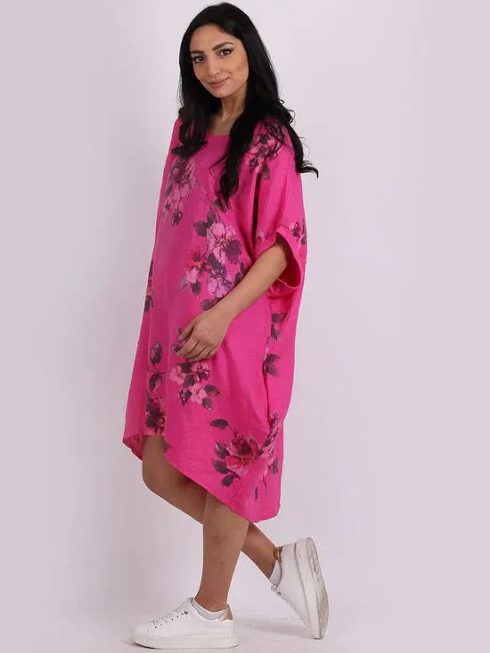 ADELINE Linen Dress FUCHSIA