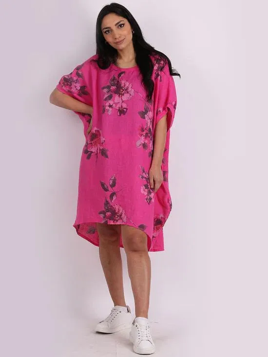 ADELINE Linen Dress FUCHSIA