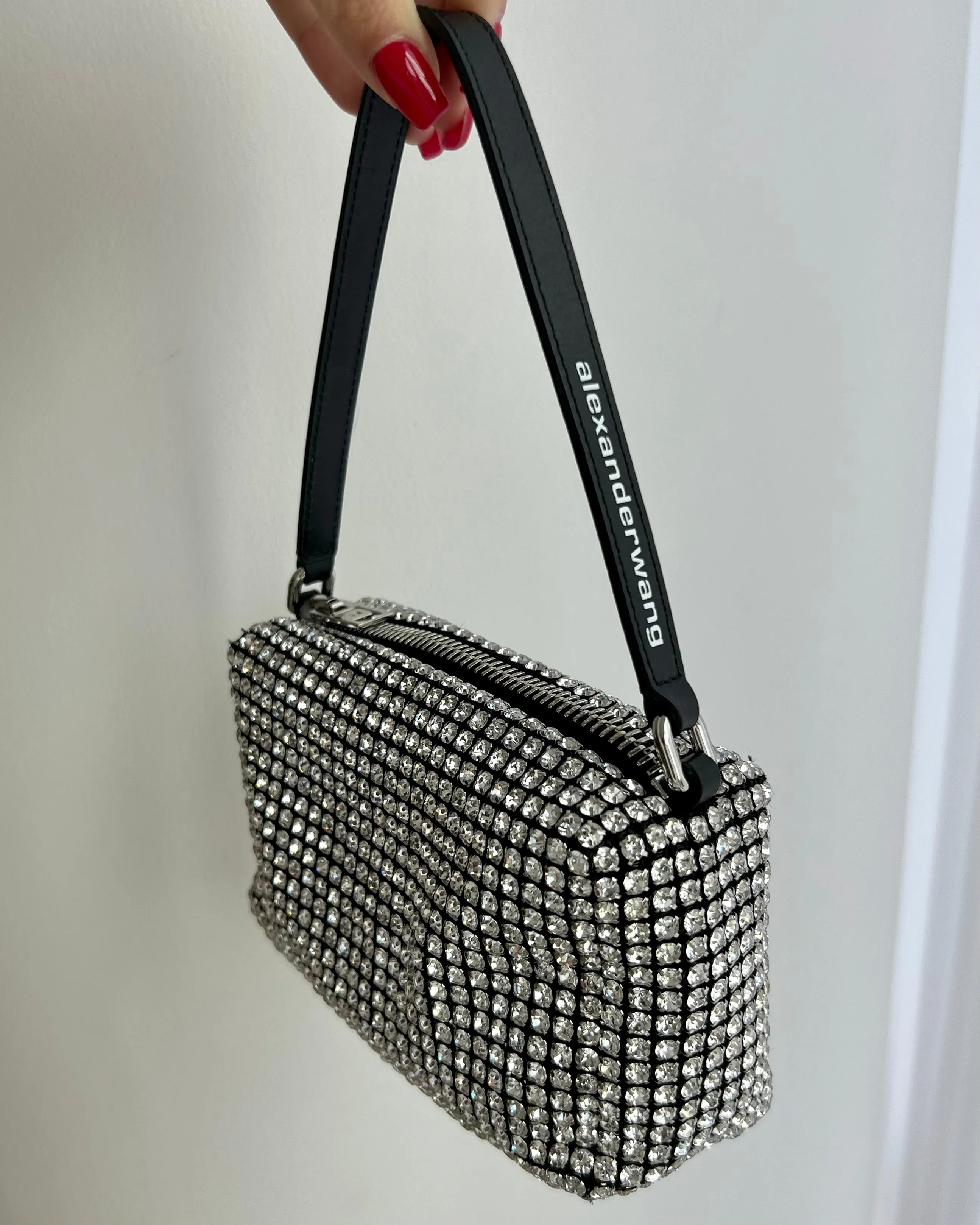 Alexander Wang Medium Wangloc rhinestone-embellished clutch bag