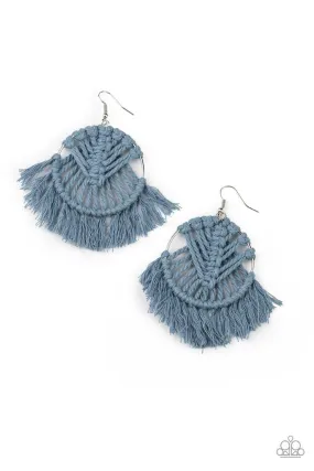 All About MACRAME Blue Earrings - Paparazzi Accessories