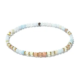 Aquamarine Sunstone and Prehnite Delicate Anklet