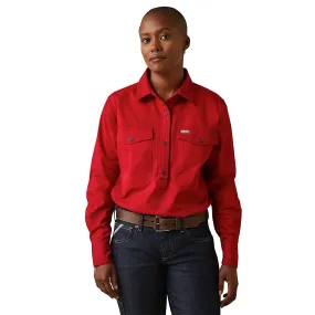 Ariat Womens Half Button L/S Workshirt Red