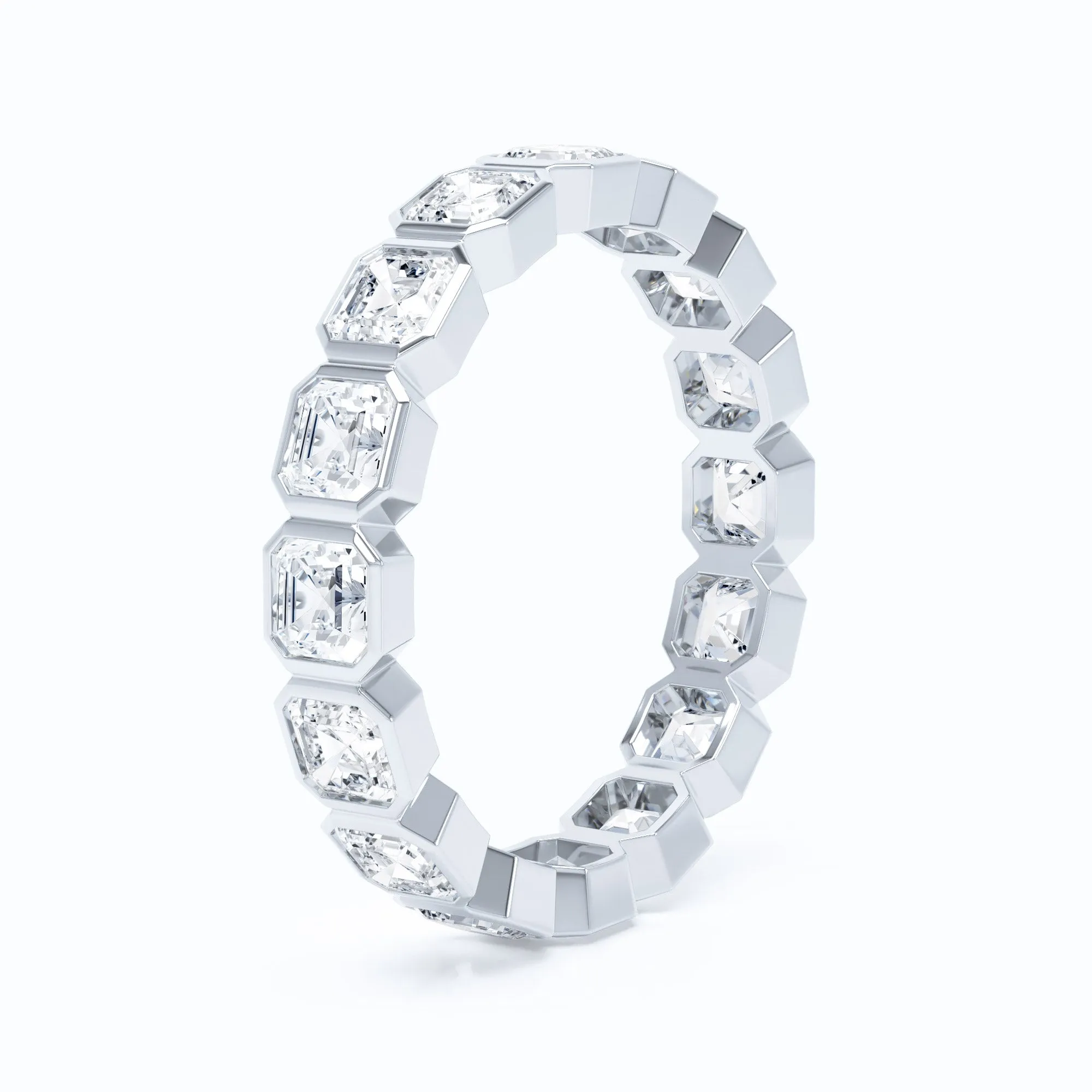 Asscher Bezel Wedding Band