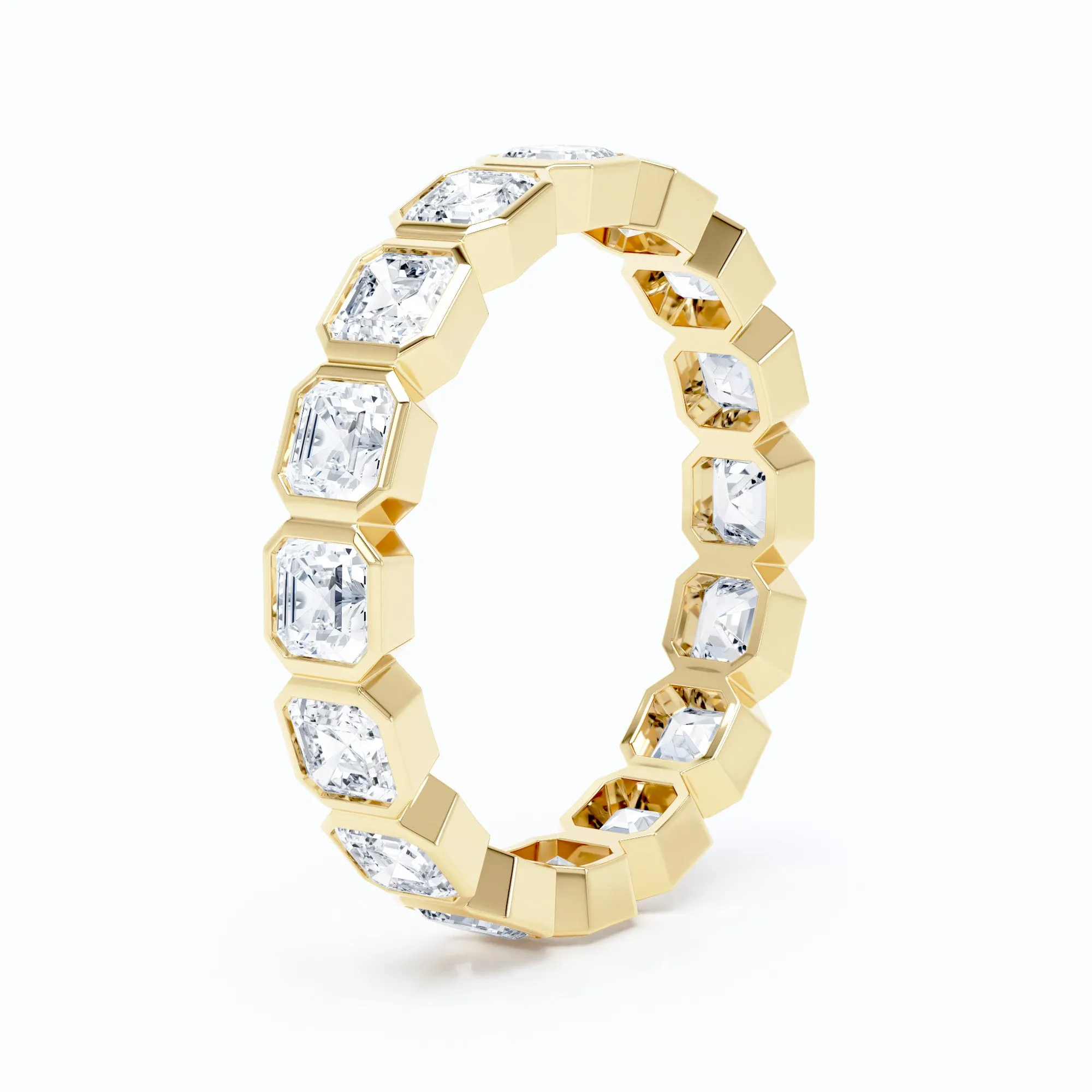 Asscher Bezel Wedding Band