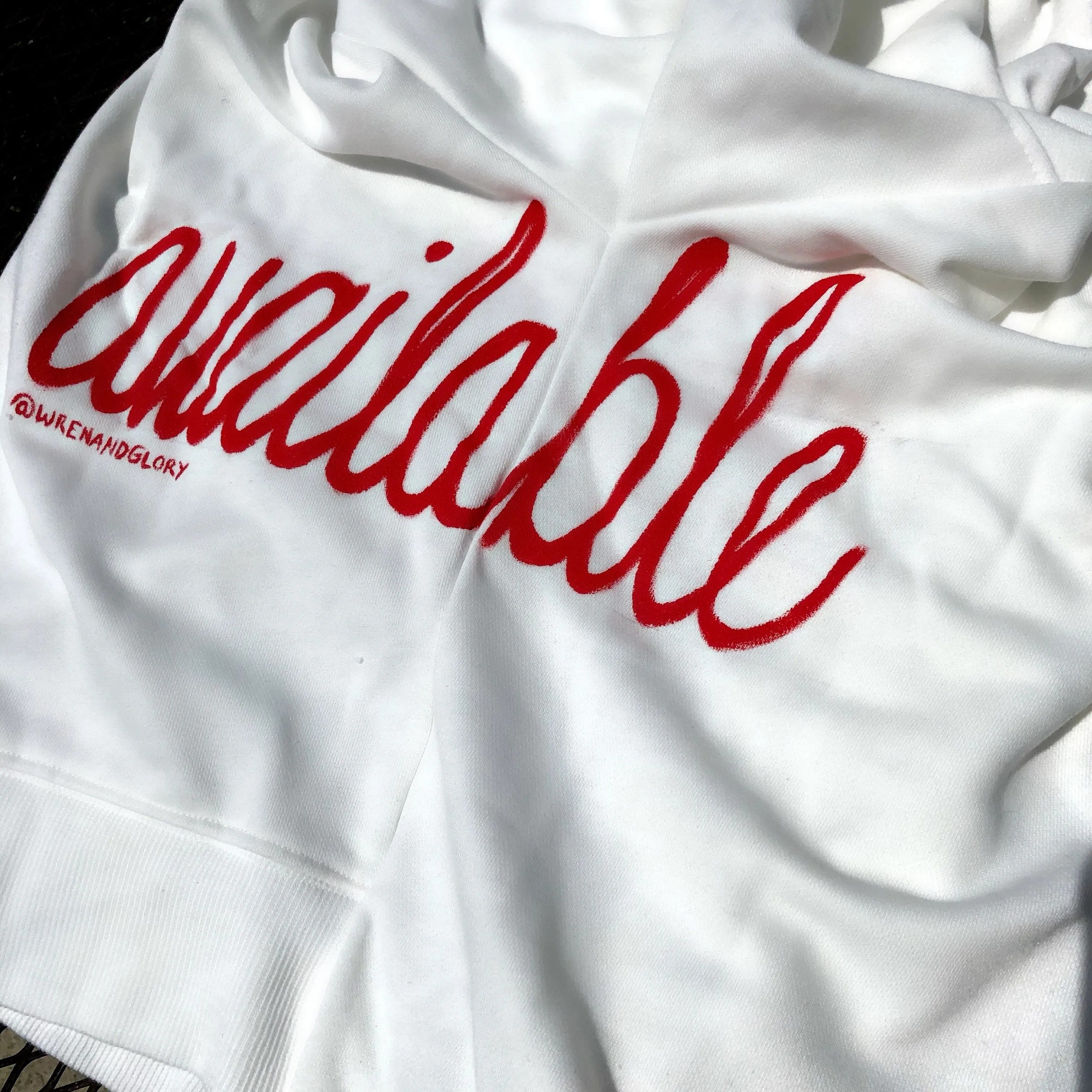 'AVAILABLE' PAINTED SWEATSHIRT