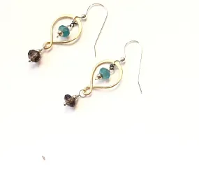 Azure Eternity Aquamarine and Smoky Quartz earrings