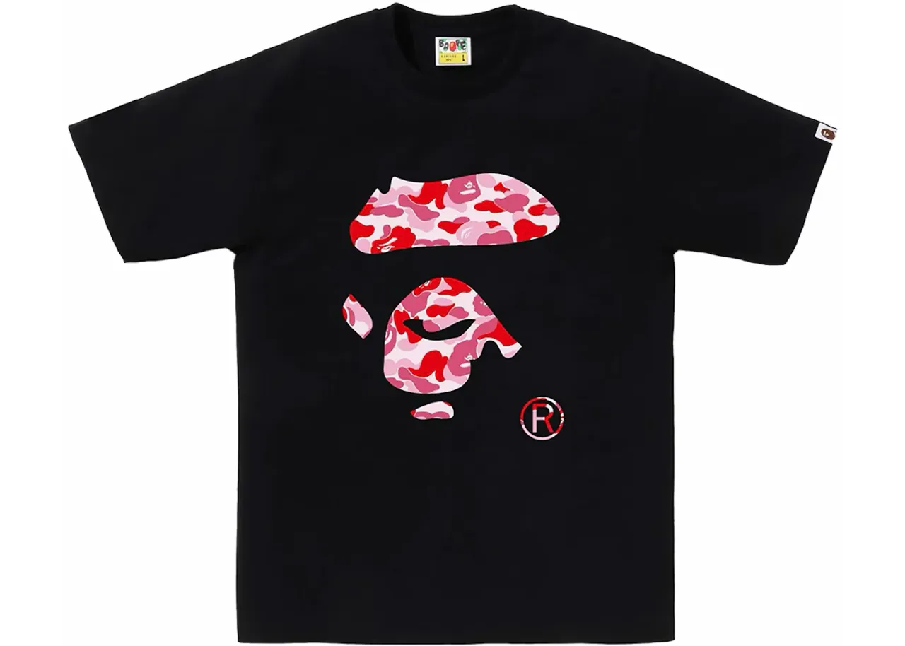 Bape ABC Camo Ape Face Tee 'Black 'Pink'