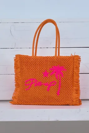 Basttasche Pin-up, orange-pink