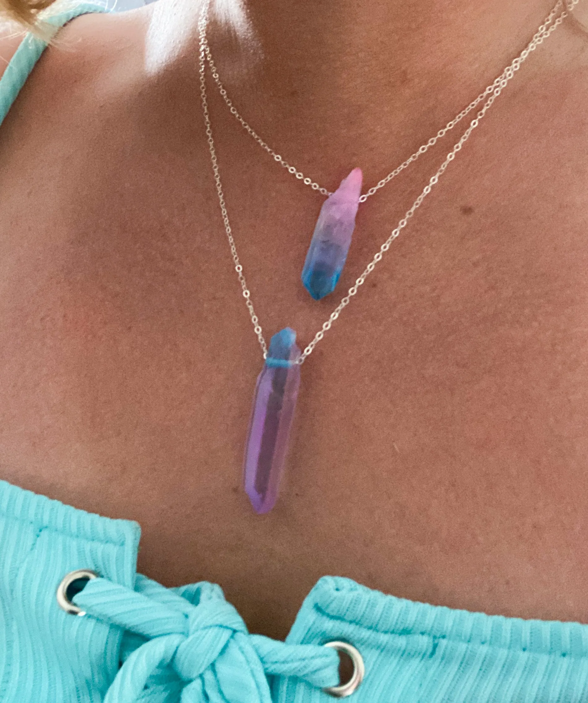 Be Fiercely You Aura Quartz Crystal Necklace