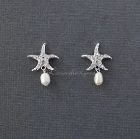 Beach Wedding Day Earrings of Crystal Starfish