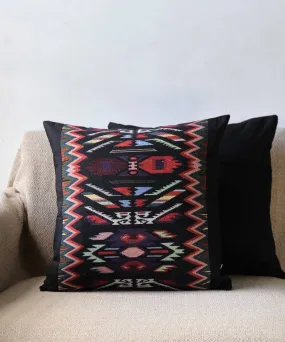 Blue handwoven ikat cotton cushion cover