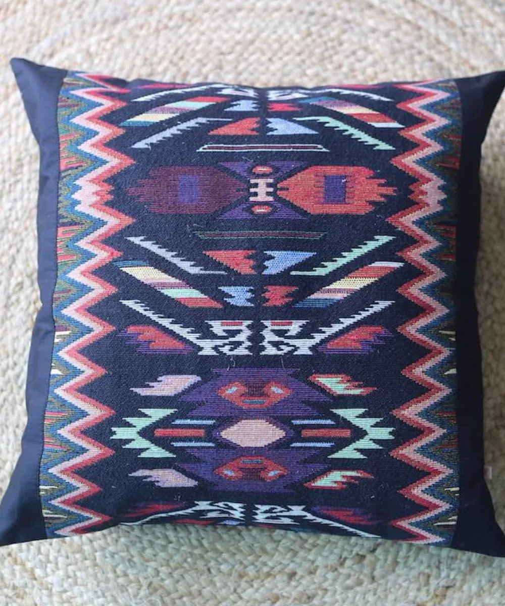 Blue handwoven ikat cotton cushion cover