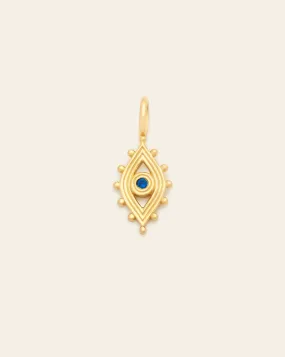 Blue Sapphire Beaded Evil Eye Pendant - Gold Vermeil