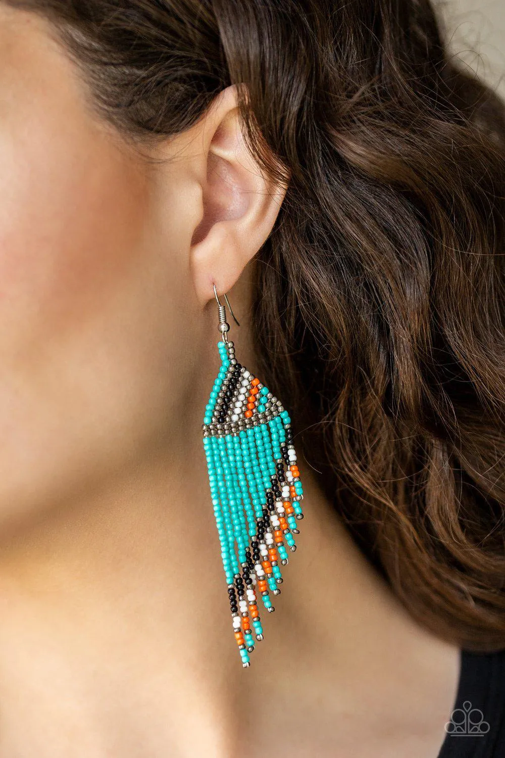 Bodaciously Bohemian Turquoise Blue Seed Bead Earrings - Paparazzi Accessories