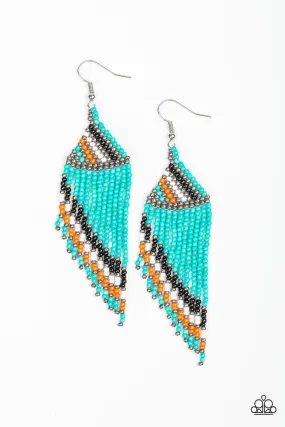 Bodaciously Bohemian Turquoise Blue Seed Bead Earrings - Paparazzi Accessories