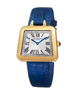 Bruno Magli Womens Emma Gold-Tone Signature - Embossed Leather Strap - Blue