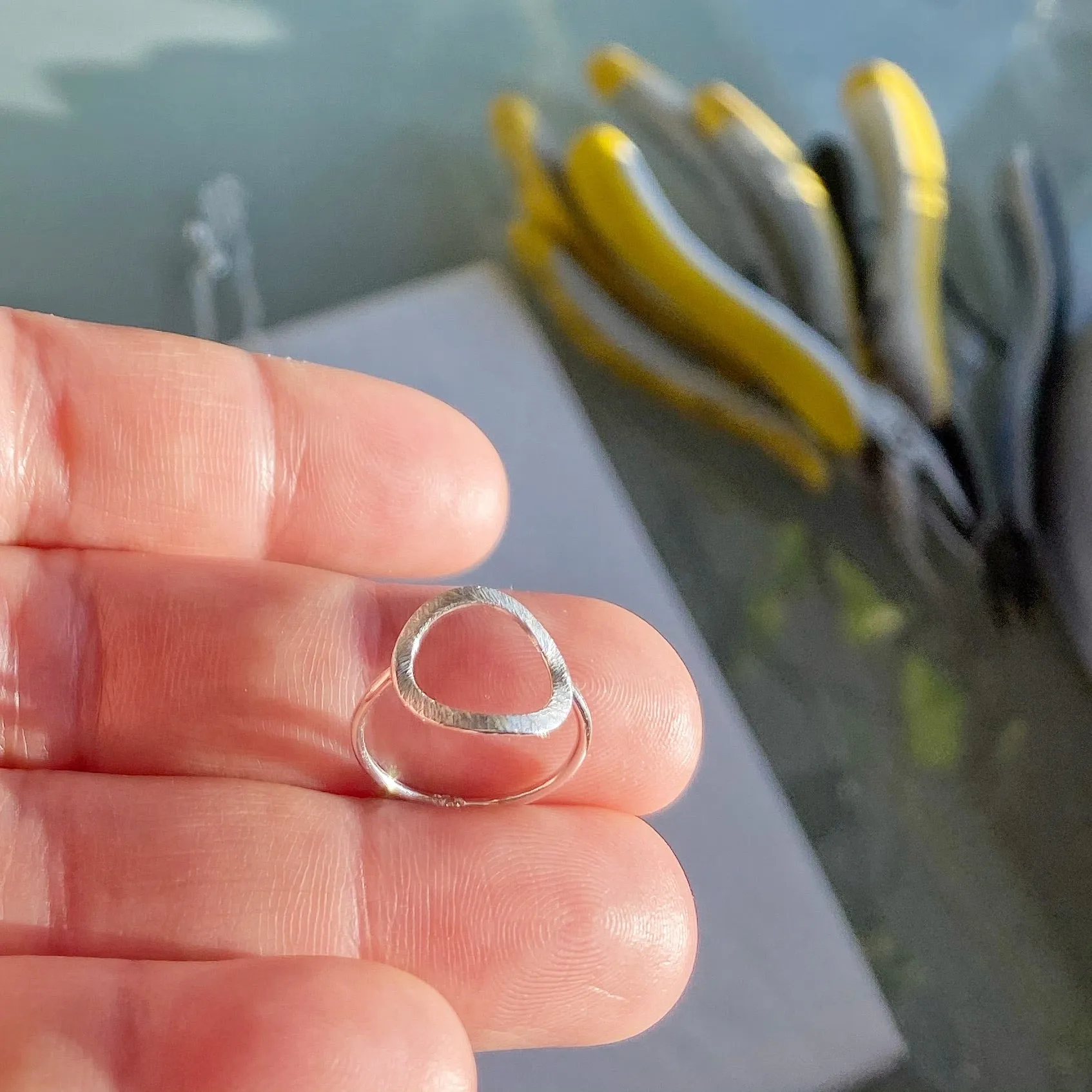 Brushed Metal Circle Ring