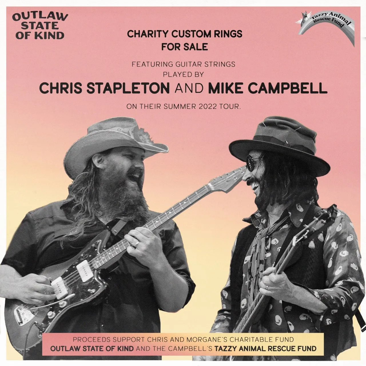 Chris Stapleton Guitar String Ring - Rosewood Bentwood on Titanium Inlay with Copper Guitar String