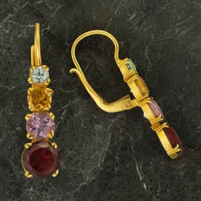 Christina Rossetti Garnet, Amethyst, Citrine and Blue Topaz Earrings