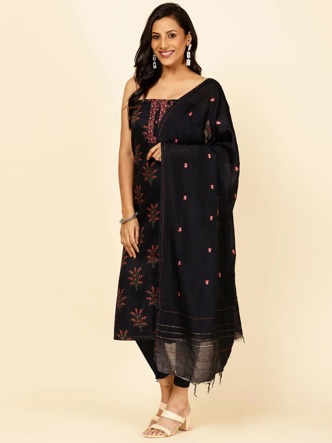 Cotton Printed Unstitched Suit Piece With Dupatta