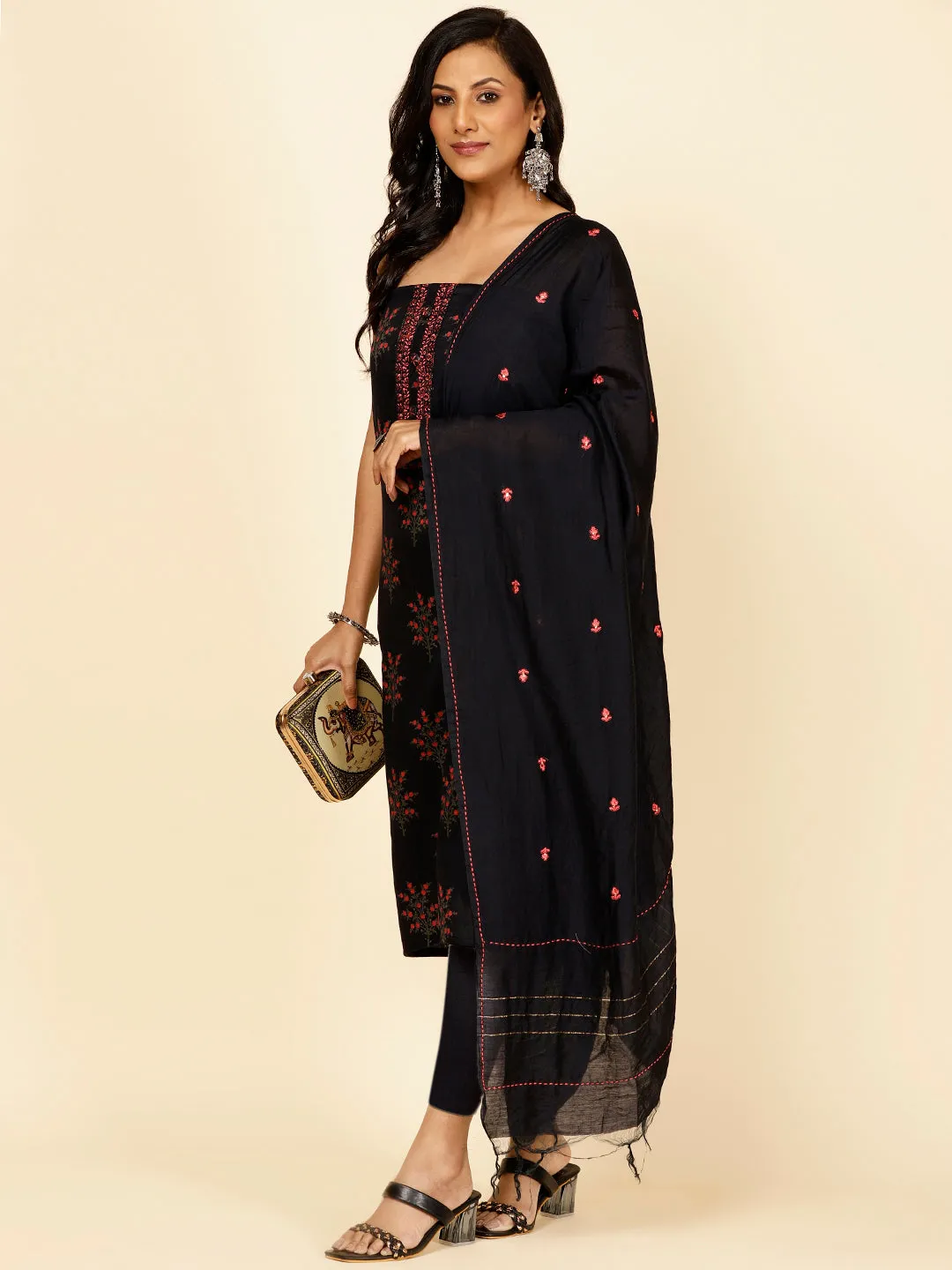 Cotton Printed Unstitched Suit Piece With Dupatta