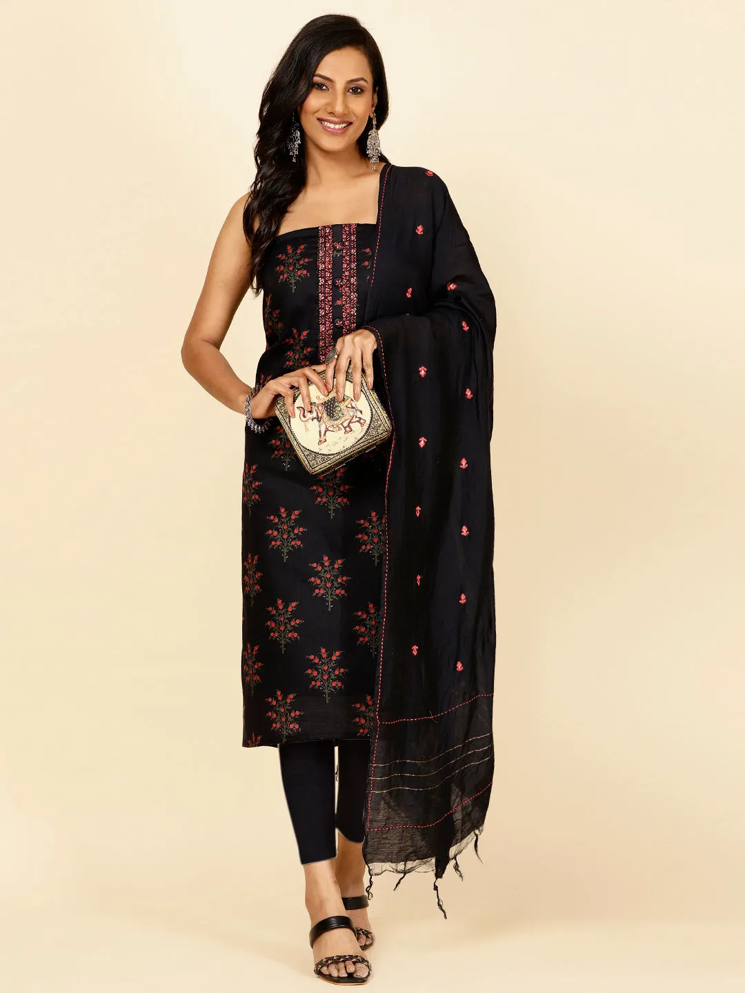 Cotton Printed Unstitched Suit Piece With Dupatta