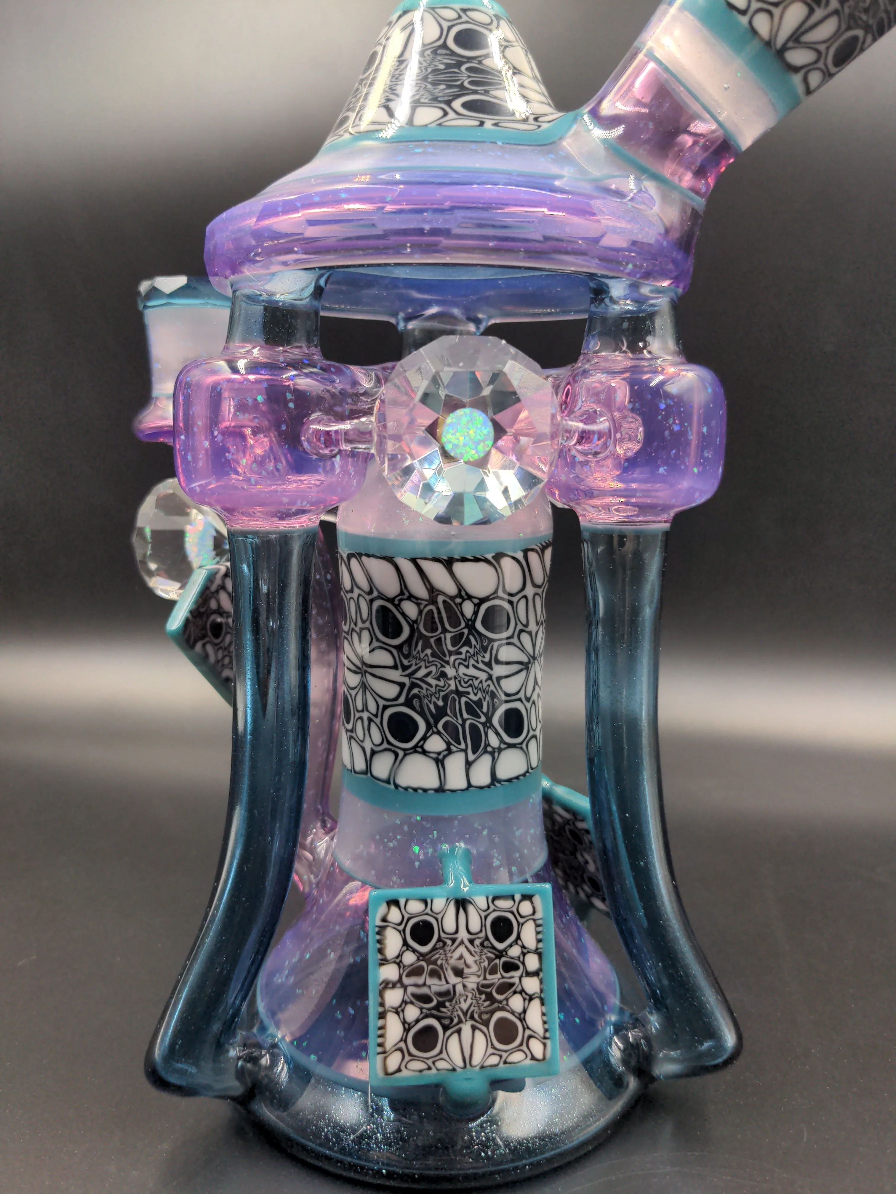 Crushed Opal Heady Triple Recycler Rig - By Gobs Glass