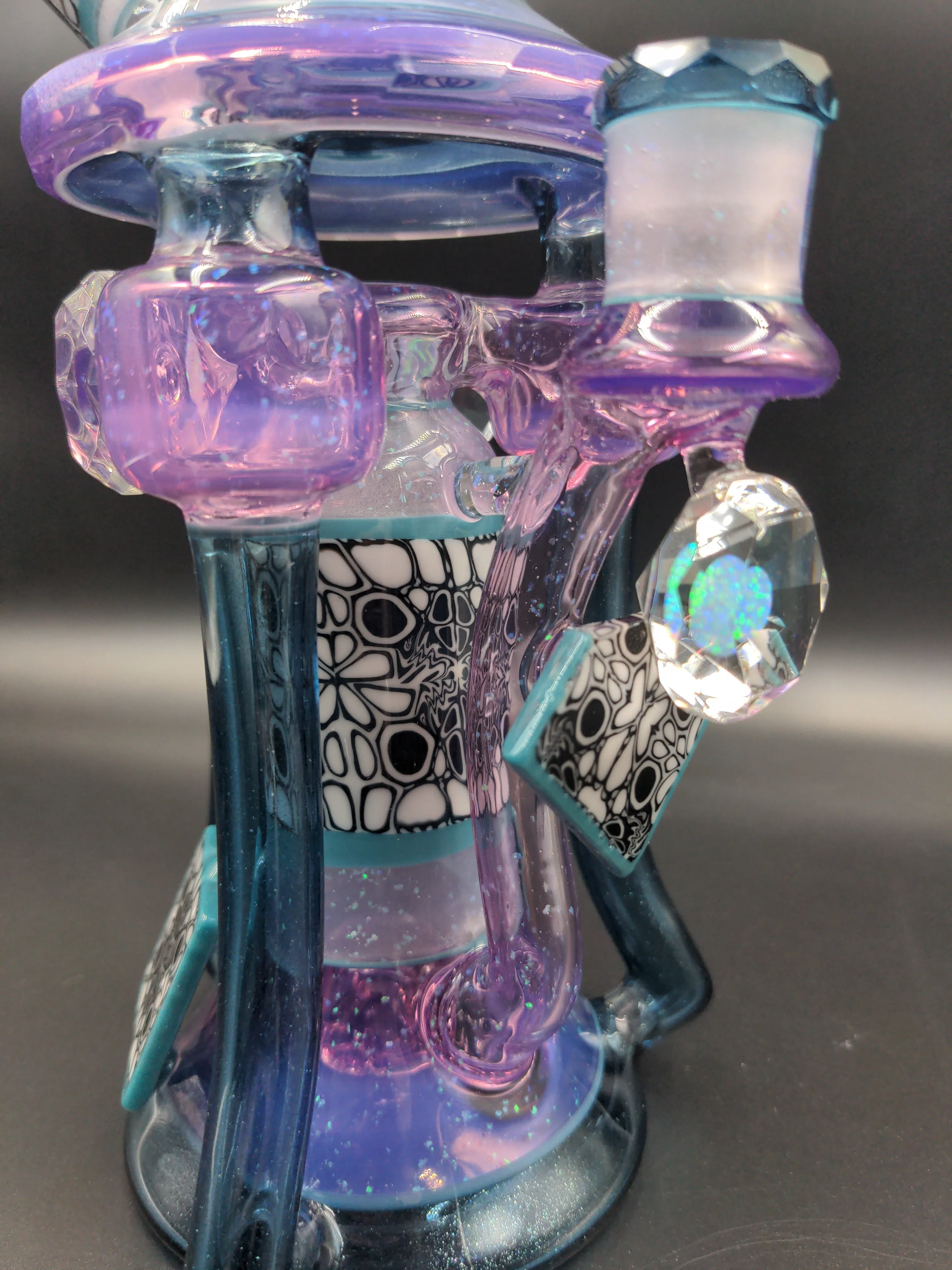 Crushed Opal Heady Triple Recycler Rig - By Gobs Glass